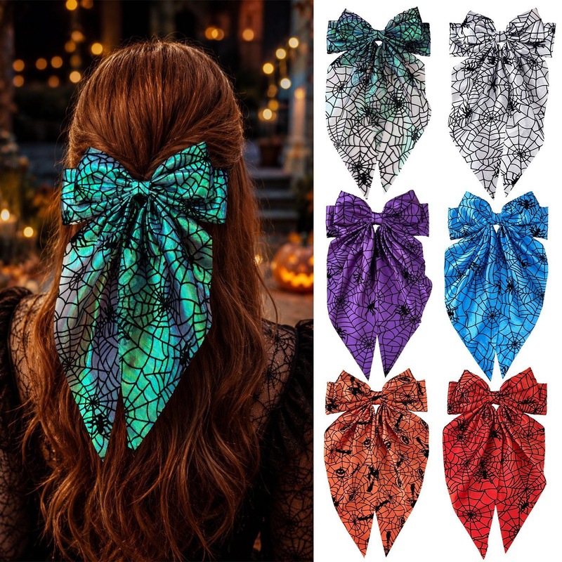 Women'S Emo Accessories - 할로윈 스파이더 웹 리본 헤어 클립