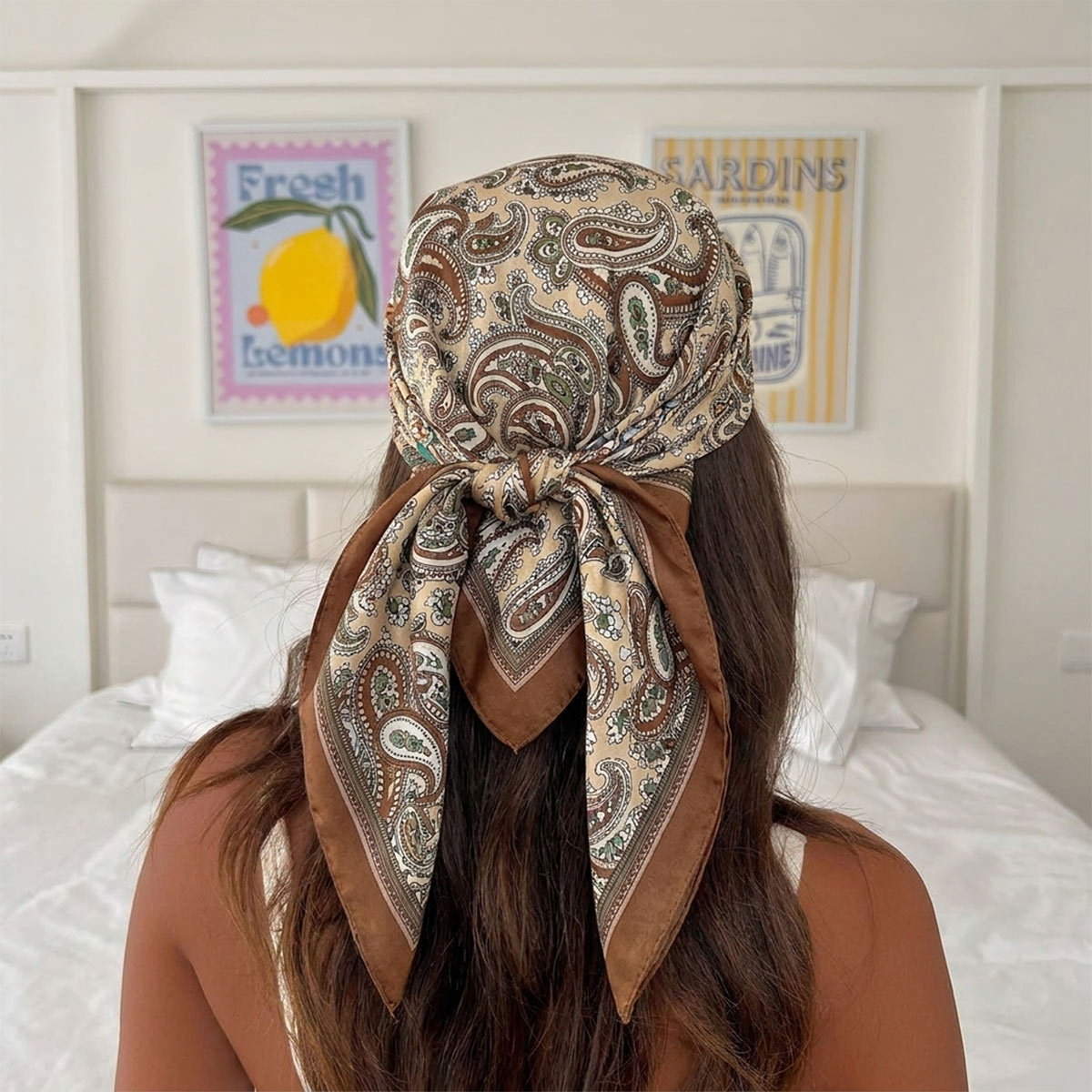 새로운 디자인 패션 스퀘어 실크 스카프 여성 헤어밴드  - Silk Scarf Square 리뷰 및 가격